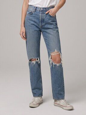 AGOLDE Button Fly Perfectly Distressed Jeans